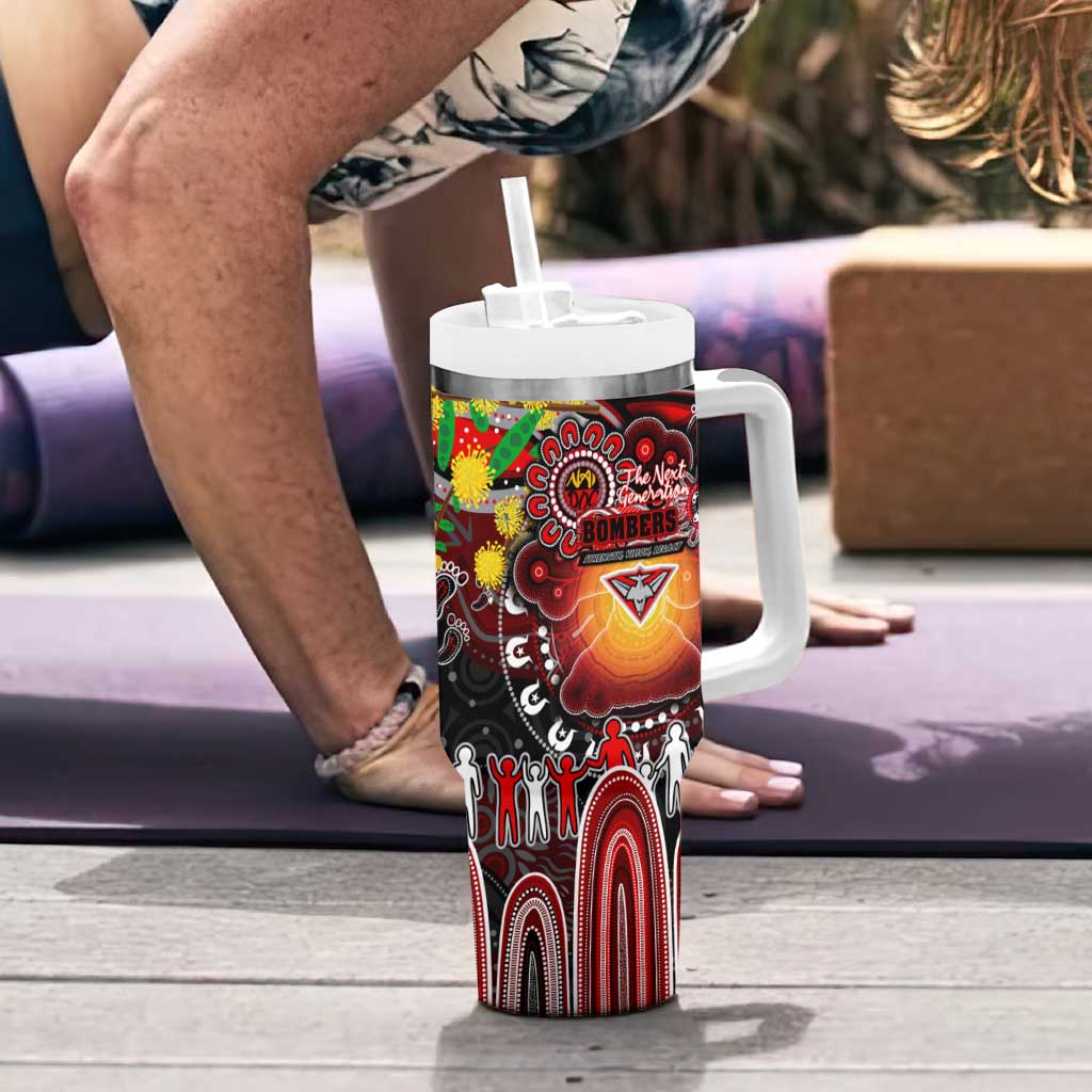 NAIDOC Week 2025 Bombers Football Tumbler With Handle Aboriginal Dot Painting