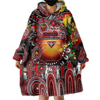 Personalised NAIDOC Week 2025 Bombers Football Wearable Blanket Hoodie Aboriginal Dot Painting