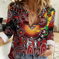 Personalised NAIDOC Week 2025 Bombers Football Women Casual Shirt Aboriginal Dot Painting