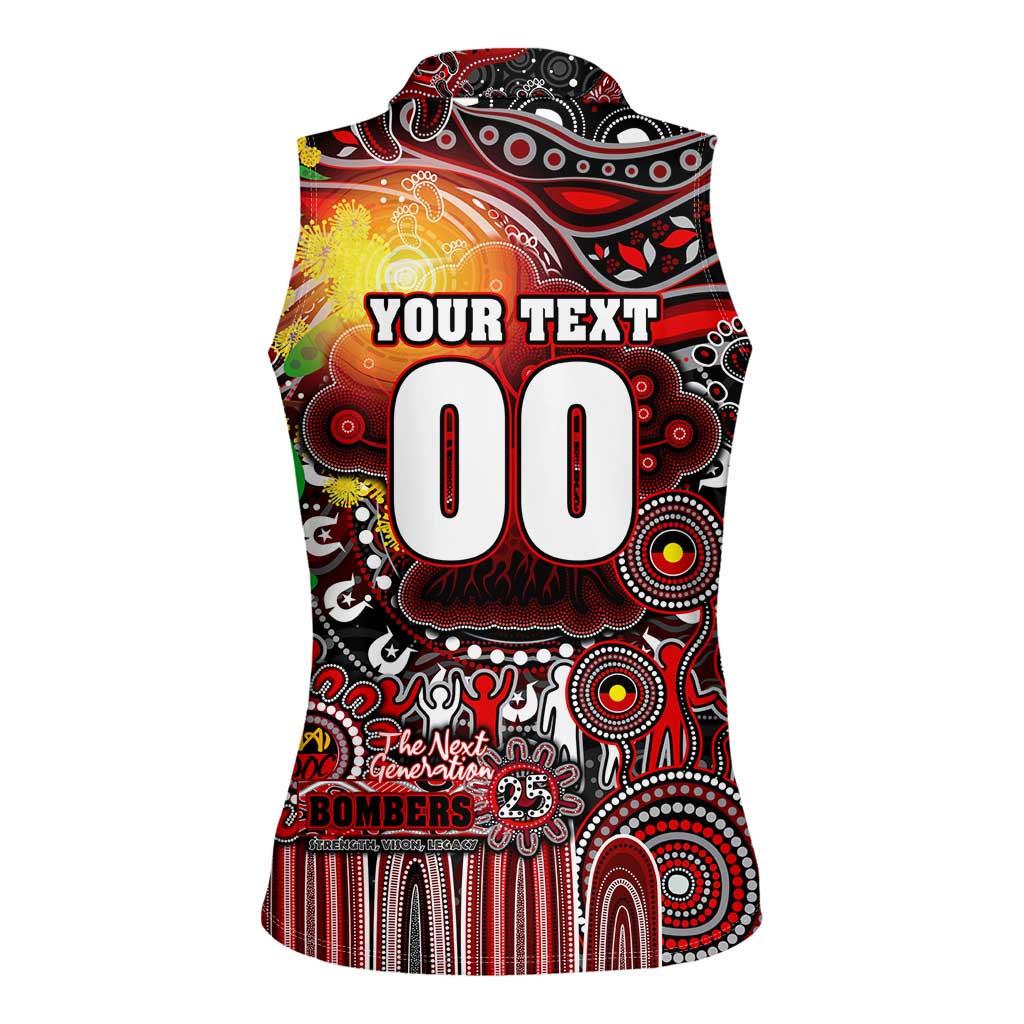 Personalised NAIDOC Week 2025 Bombers Football Women Sleeveless Polo Shirt Aboriginal Dot Painting