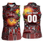 Personalised NAIDOC Week 2025 Bombers Football Women Sleeveless Polo Shirt Aboriginal Dot Painting