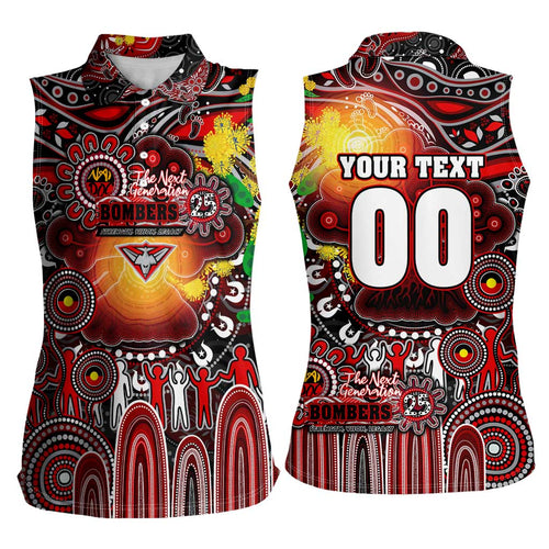 Personalised NAIDOC Week 2025 Bombers Football Women Sleeveless Polo Shirt Aboriginal Dot Painting