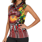 Personalised NAIDOC Week 2025 Bombers Football Women Sleeveless Polo Shirt Aboriginal Dot Painting