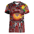 Personalised NAIDOC Week 2025 Bombers Football Women V-Neck T-Shirt Aboriginal Dot Painting
