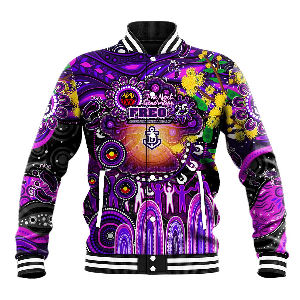 Personalised NAIDOC Week 2025 Freo Football Baseball Jacket Aboriginal Dot Painting