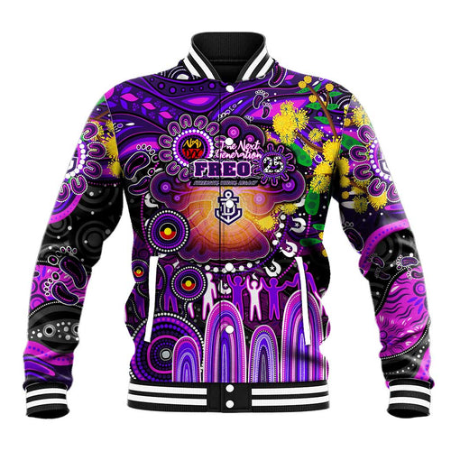 Personalised NAIDOC Week 2025 Freo Football Baseball Jacket Aboriginal Dot Painting