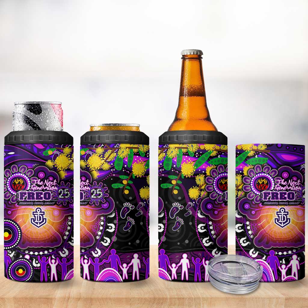 NAIDOC Week 2025 Freo Football 4 in 1 Can Cooler Tumbler Aboriginal Dot Painting