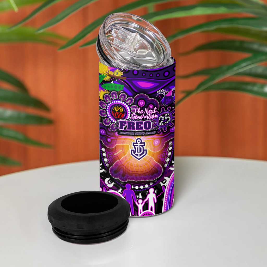 NAIDOC Week 2025 Freo Football 4 in 1 Can Cooler Tumbler Aboriginal Dot Painting