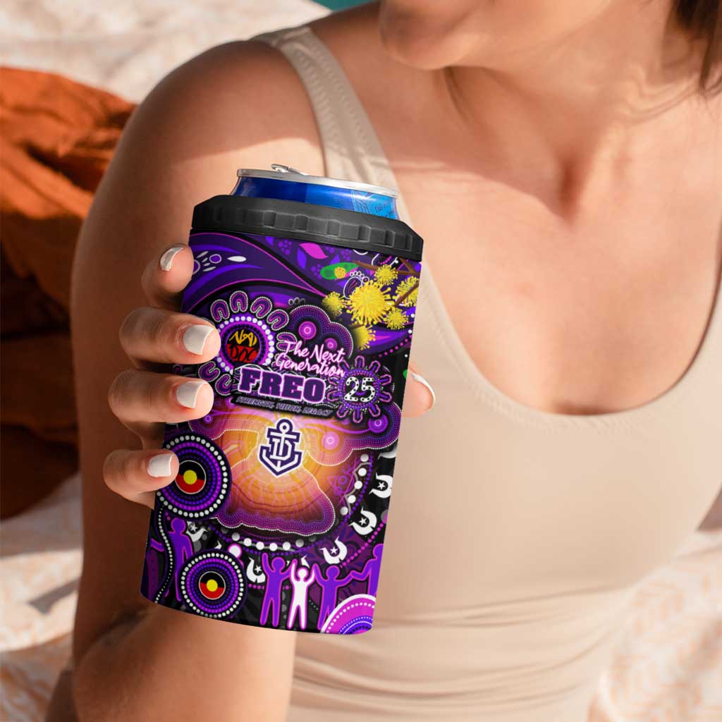NAIDOC Week 2025 Freo Football 4 in 1 Can Cooler Tumbler Aboriginal Dot Painting