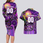 Personalised NAIDOC Week 2025 Freo Football Couples Matching Long Sleeve Bodycon Dress and Hawaiian Shirt Aboriginal Dot Painting