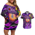Personalised NAIDOC Week 2025 Freo Football Couples Matching Off Shoulder Short Dress and Hawaiian Shirt Aboriginal Dot Painting