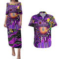 Personalised NAIDOC Week 2025 Freo Football Couples Matching Puletasi and Hawaiian Shirt Aboriginal Dot Painting