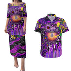 Personalised NAIDOC Week 2025 Freo Football Couples Matching Puletasi and Hawaiian Shirt Aboriginal Dot Painting