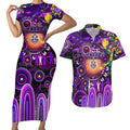 Personalised NAIDOC Week 2025 Freo Football Couples Matching Short Sleeve Bodycon Dress and Hawaiian Shirt Aboriginal Dot Painting