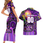 Personalised NAIDOC Week 2025 Freo Football Couples Matching Short Sleeve Bodycon Dress and Hawaiian Shirt Aboriginal Dot Painting