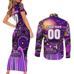 Personalised NAIDOC Week 2025 Freo Football Couples Matching Short Sleeve Bodycon Dress and Long Sleeve Button Shirt Aboriginal Dot Painting