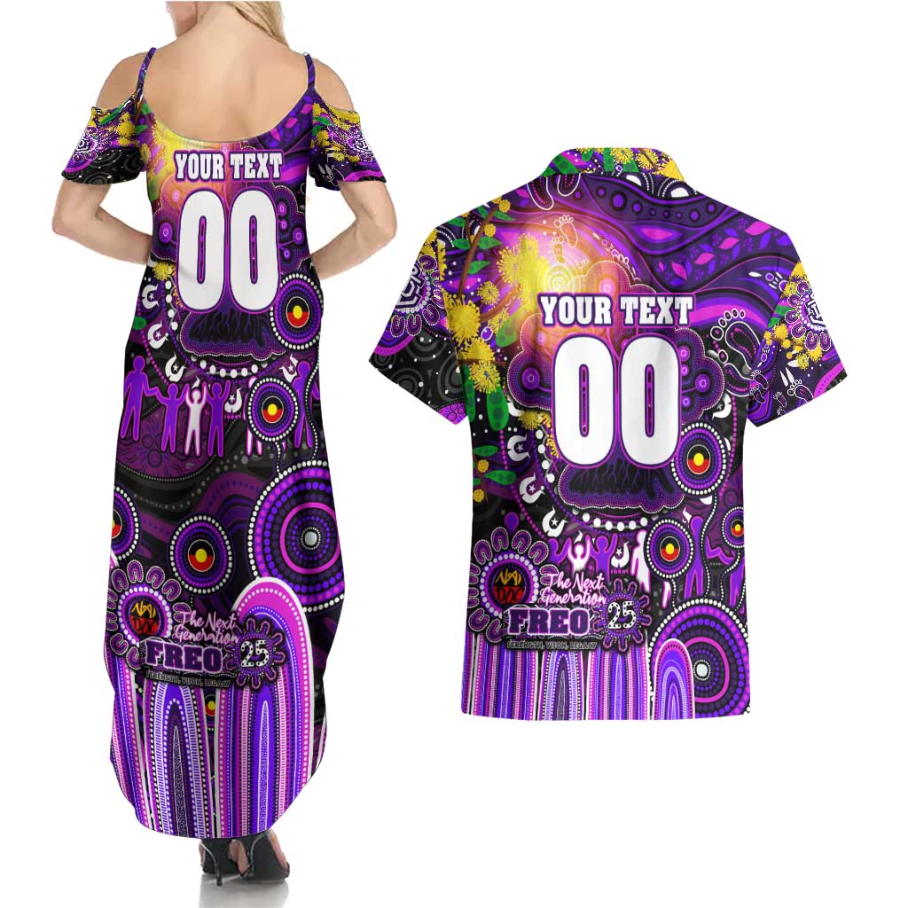 Personalised NAIDOC Week 2025 Freo Football Couples Matching Summer Maxi Dress and Hawaiian Shirt Aboriginal Dot Painting