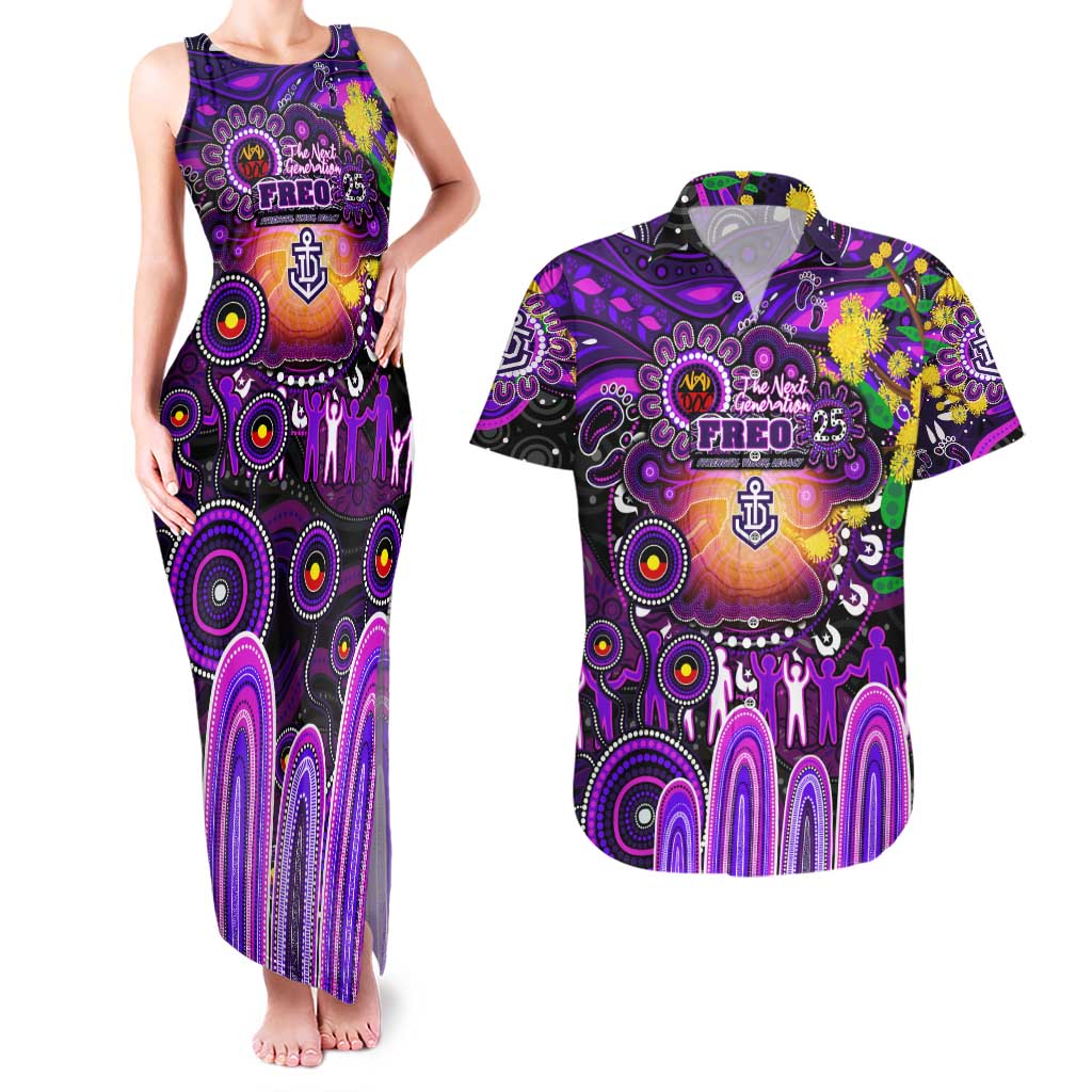 Personalised NAIDOC Week 2025 Freo Football Couples Matching Tank Maxi Dress and Hawaiian Shirt Aboriginal Dot Painting