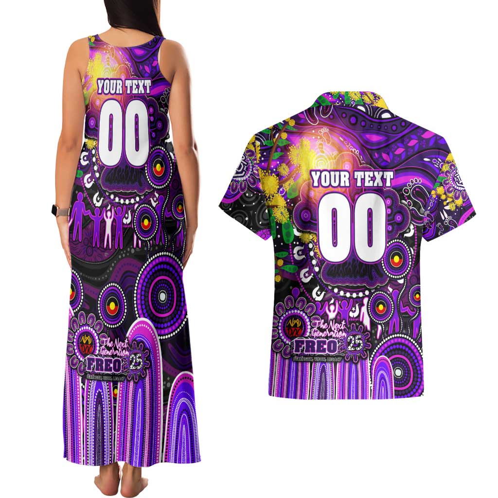 Personalised NAIDOC Week 2025 Freo Football Couples Matching Tank Maxi Dress and Hawaiian Shirt Aboriginal Dot Painting