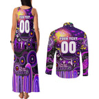 Personalised NAIDOC Week 2025 Freo Football Couples Matching Tank Maxi Dress and Long Sleeve Button Shirt Aboriginal Dot Painting