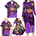 Personalised NAIDOC Week 2025 Freo Football Family Matching Long Sleeve Bodycon Dress and Hawaiian Shirt Aboriginal Dot Painting