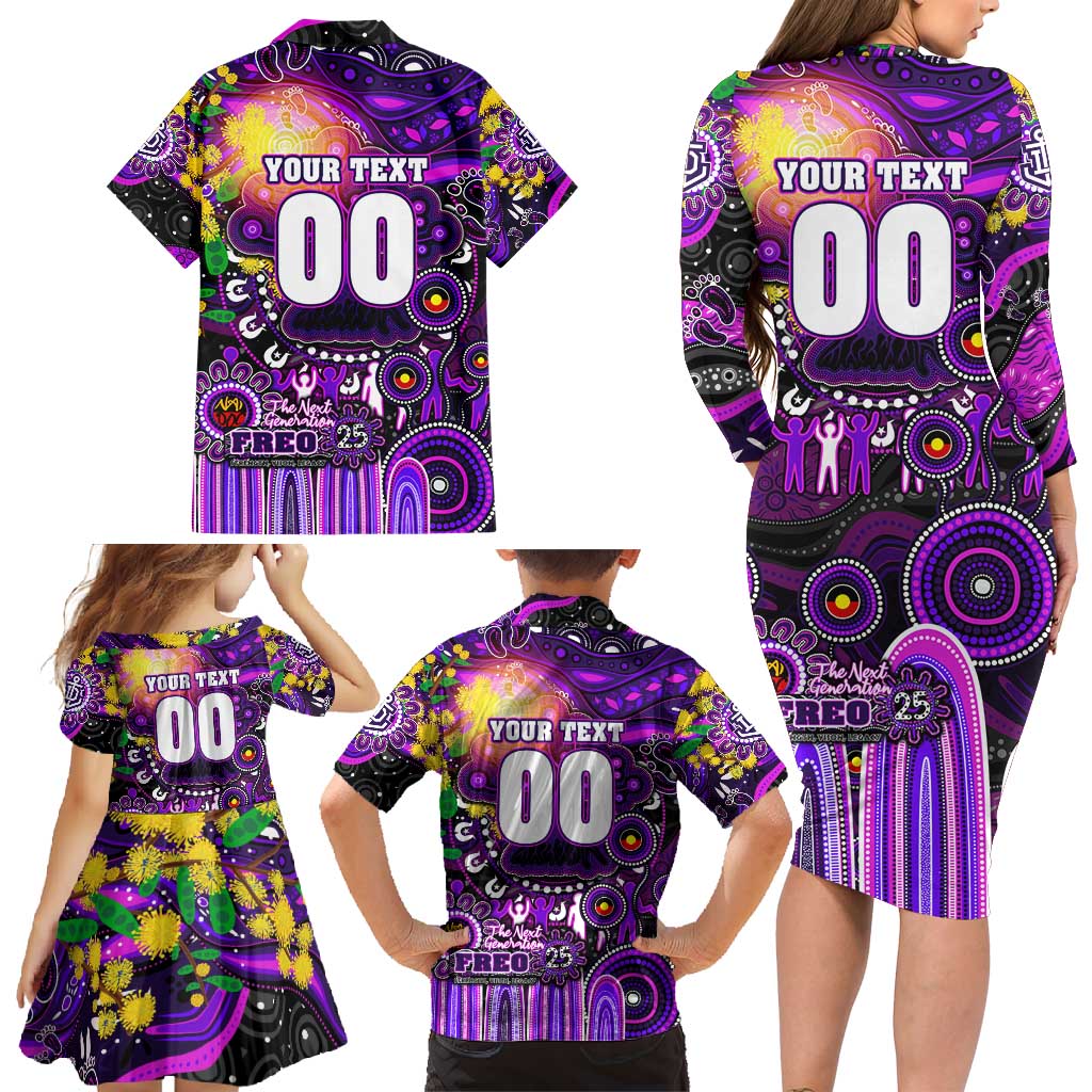 Personalised NAIDOC Week 2025 Freo Football Family Matching Long Sleeve Bodycon Dress and Hawaiian Shirt Aboriginal Dot Painting