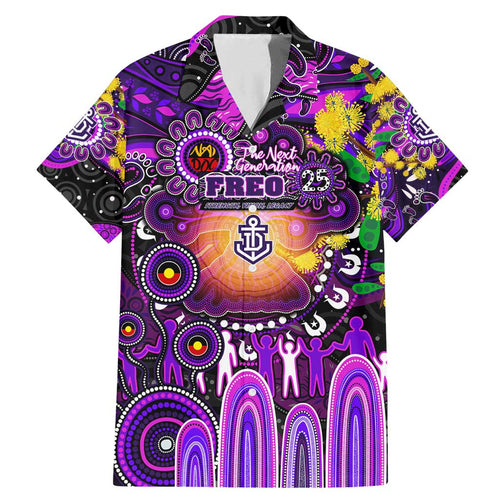 Personalised NAIDOC Week 2025 Freo Football Family Matching Mermaid Dress and Hawaiian Shirt Aboriginal Dot Painting