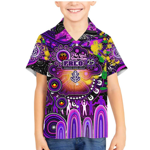 Personalised NAIDOC Week 2025 Freo Football Family Matching Mermaid Dress and Hawaiian Shirt Aboriginal Dot Painting