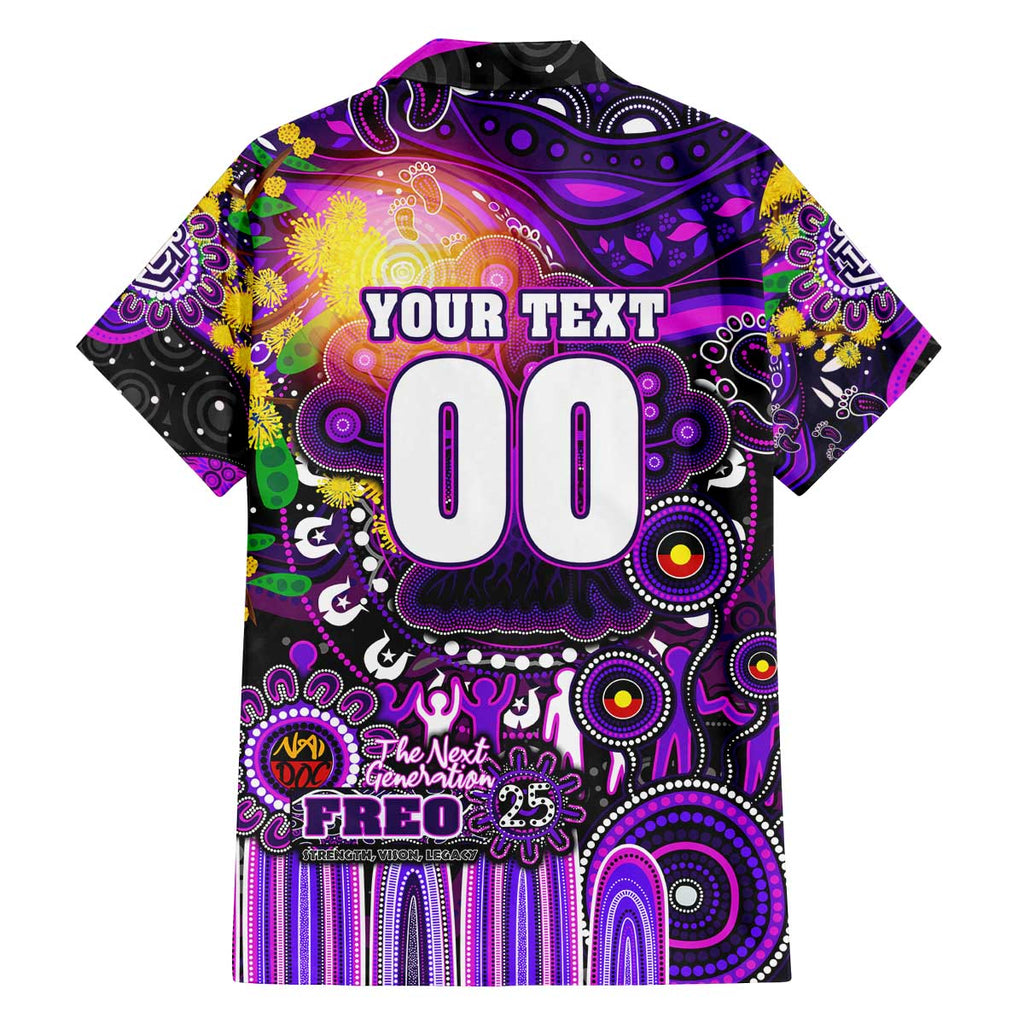 Personalised NAIDOC Week 2025 Freo Football Family Matching Off The Shoulder Long Sleeve Dress and Hawaiian Shirt Aboriginal Dot Painting