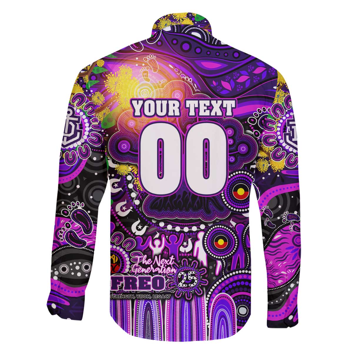 Personalised NAIDOC Week 2025 Freo Football Family Matching Off The Shoulder Long Sleeve Dress and Hawaiian Shirt Aboriginal Dot Painting