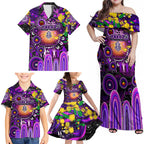 Personalised NAIDOC Week 2025 Freo Football Family Matching Off Shoulder Maxi Dress and Hawaiian Shirt Aboriginal Dot Painting