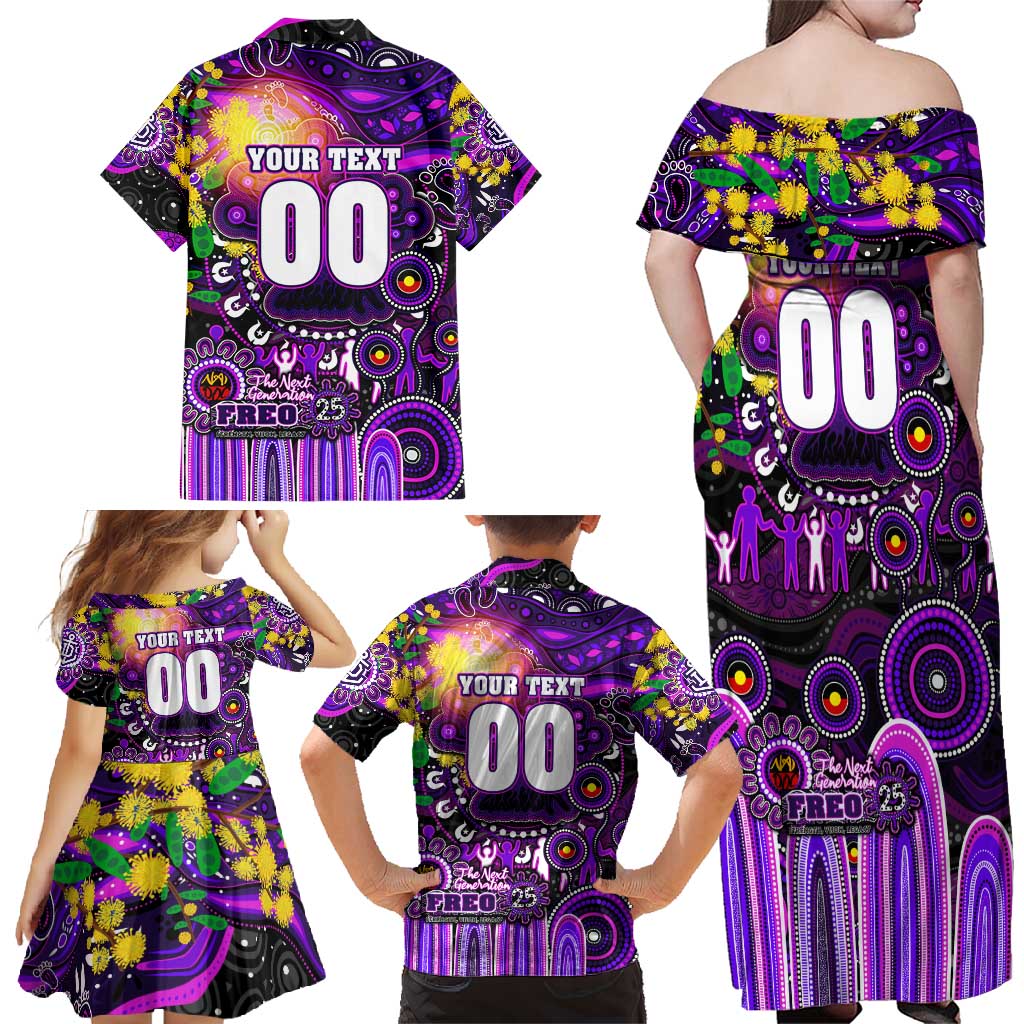 Personalised NAIDOC Week 2025 Freo Football Family Matching Off Shoulder Maxi Dress and Hawaiian Shirt Aboriginal Dot Painting