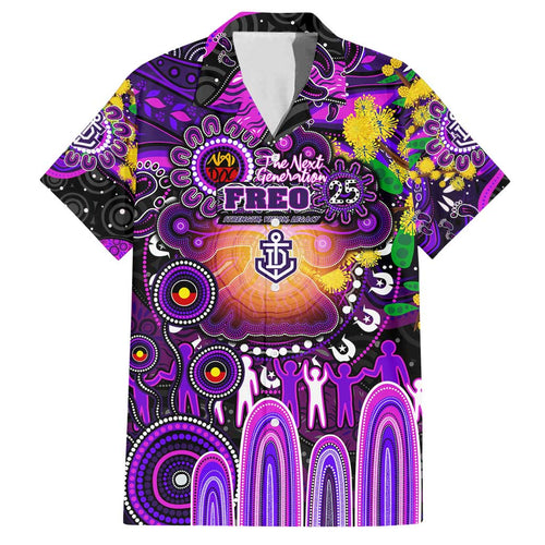 Personalised NAIDOC Week 2025 Freo Football Family Matching Off Shoulder Short Dress and Hawaiian Shirt Aboriginal Dot Painting