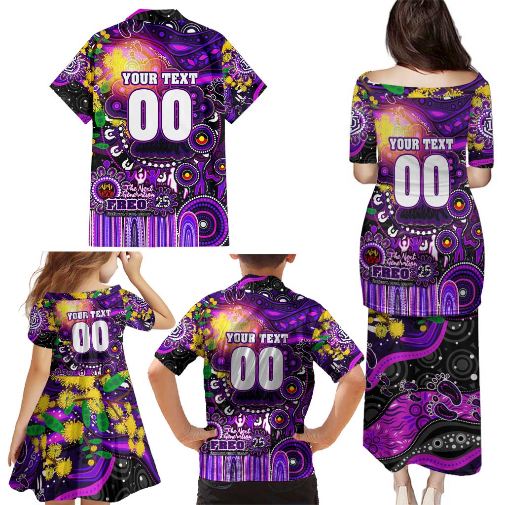 Personalised NAIDOC Week 2025 Freo Football Family Matching Puletasi and Hawaiian Shirt Aboriginal Dot Painting