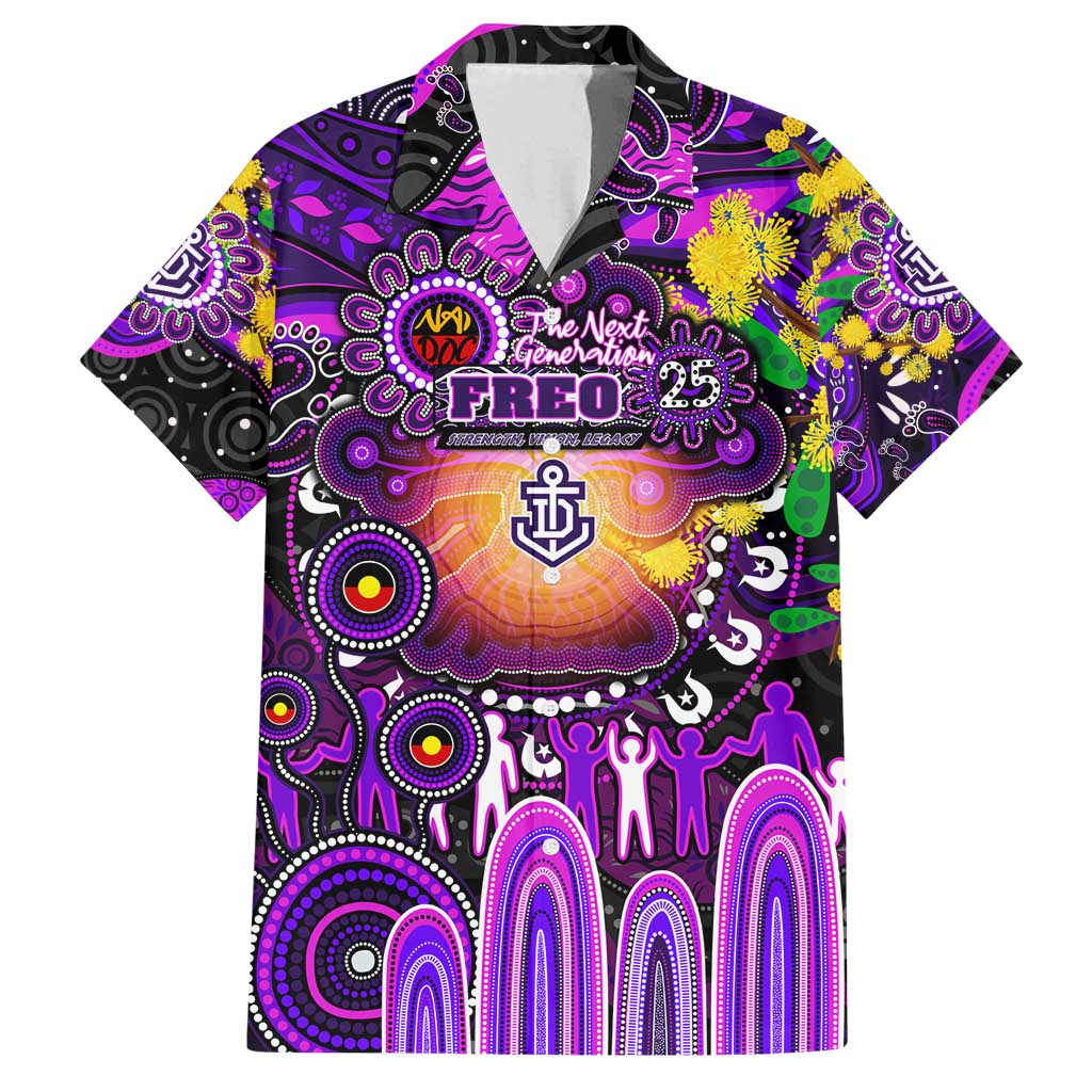 Personalised NAIDOC Week 2025 Freo Football Family Matching Puletasi and Hawaiian Shirt Aboriginal Dot Painting