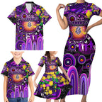Personalised NAIDOC Week 2025 Freo Football Family Matching Short Sleeve Bodycon Dress and Hawaiian Shirt Aboriginal Dot Painting