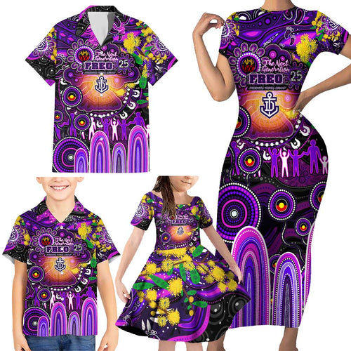 Personalised NAIDOC Week 2025 Freo Football Family Matching Short Sleeve Bodycon Dress and Hawaiian Shirt Aboriginal Dot Painting
