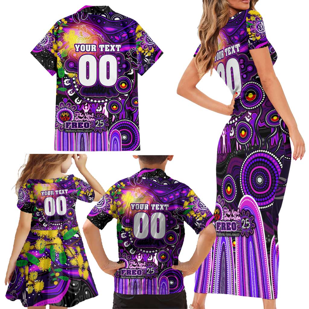 Personalised NAIDOC Week 2025 Freo Football Family Matching Short Sleeve Bodycon Dress and Hawaiian Shirt Aboriginal Dot Painting