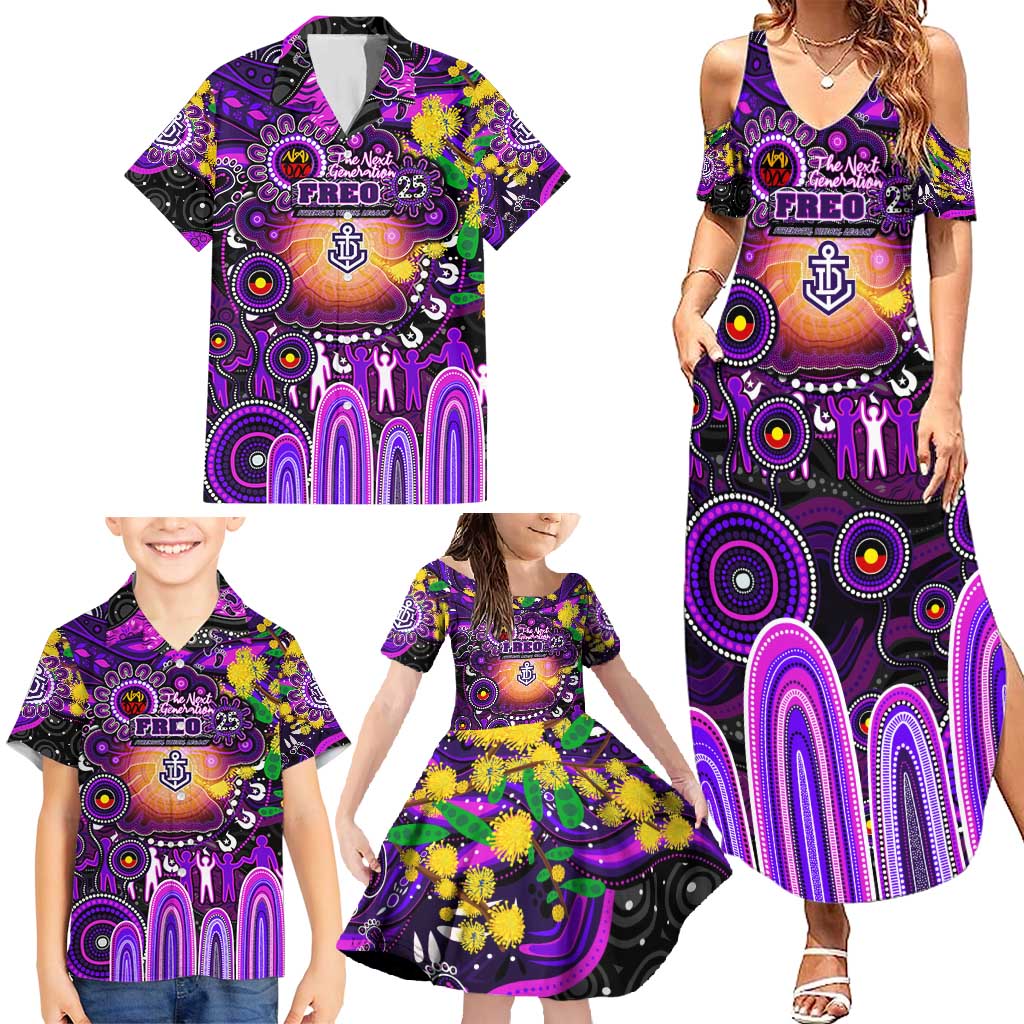 Personalised NAIDOC Week 2025 Freo Football Family Matching Summer Maxi Dress and Hawaiian Shirt Aboriginal Dot Painting