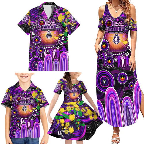 Personalised NAIDOC Week 2025 Freo Football Family Matching Summer Maxi Dress and Hawaiian Shirt Aboriginal Dot Painting