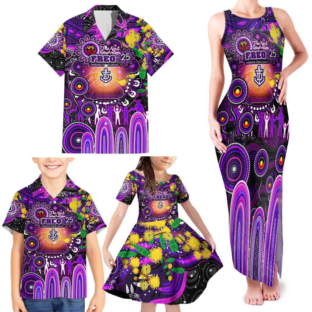 Personalised NAIDOC Week 2025 Freo Football Family Matching Tank Maxi Dress and Hawaiian Shirt Aboriginal Dot Painting