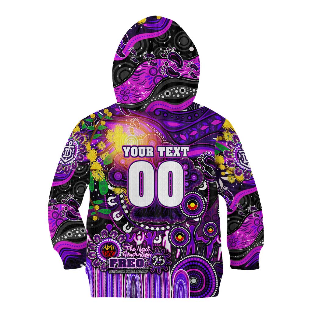 Personalised NAIDOC Week 2025 Freo Football Kid Hoodie Aboriginal Dot Painting