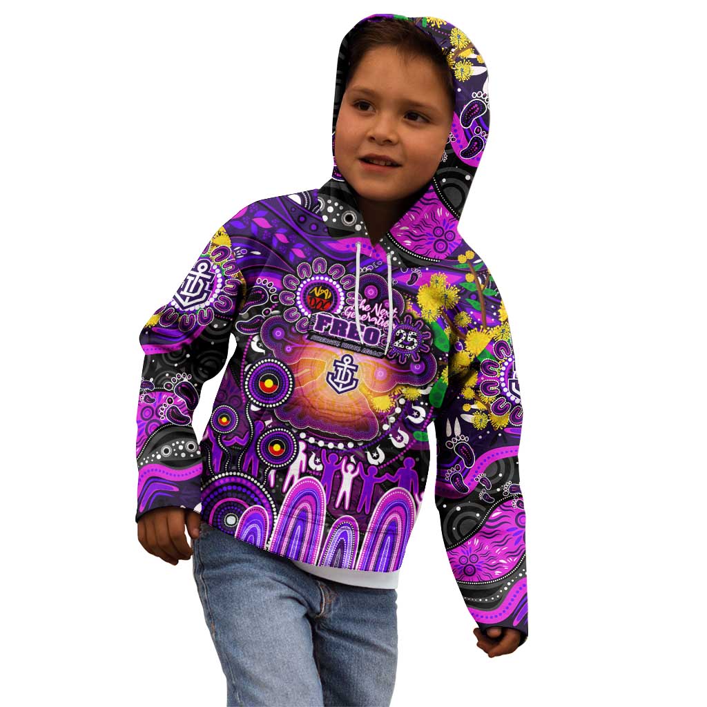 Personalised NAIDOC Week 2025 Freo Football Kid Hoodie Aboriginal Dot Painting