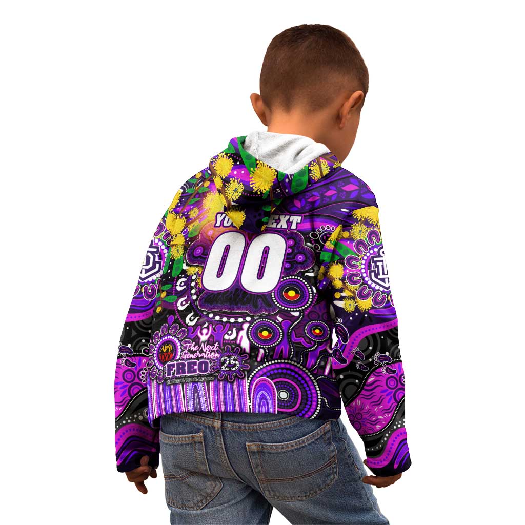 Personalised NAIDOC Week 2025 Freo Football Kid Hoodie Aboriginal Dot Painting