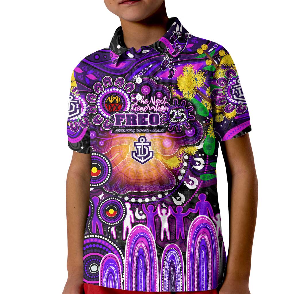 Personalised NAIDOC Week 2025 Freo Football Kid Polo Shirt Aboriginal Dot Painting