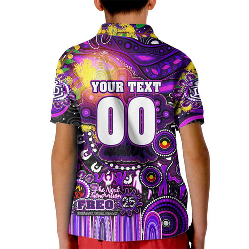 Personalised NAIDOC Week 2025 Freo Football Kid Polo Shirt Aboriginal Dot Painting