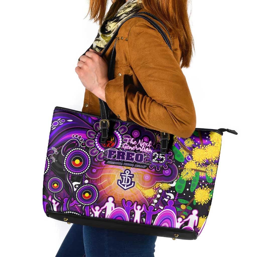 NAIDOC Week 2025 Freo Football Leather Tote Bag Aboriginal Dot Painting