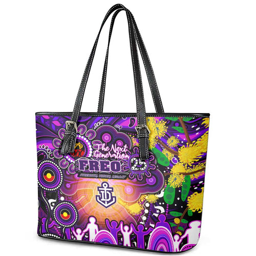 NAIDOC Week 2025 Freo Football Leather Tote Bag Aboriginal Dot Painting