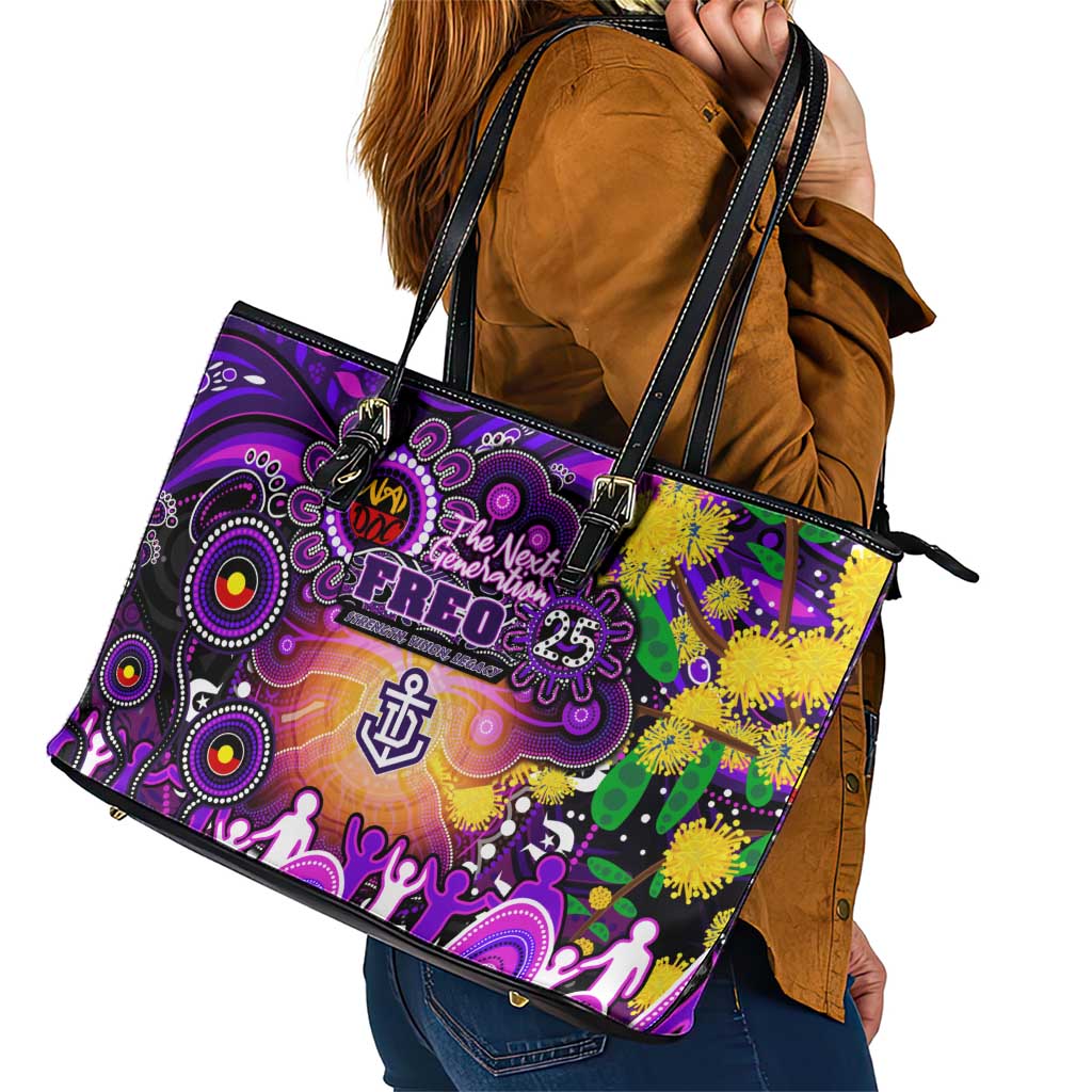 NAIDOC Week 2025 Freo Football Leather Tote Bag Aboriginal Dot Painting