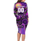 Personalised NAIDOC Week 2025 Freo Football Long Sleeve Bodycon Dress Aboriginal Dot Painting
